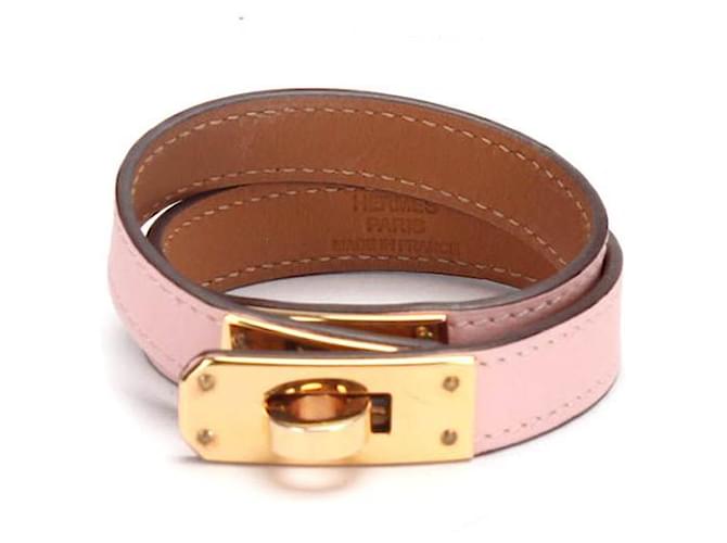 Hermès Hermes Kelly gefüttertes Tour-Armband aus rosafarbenem Kalbsleder Pink Kalbähnliches Kalb  ref.377376