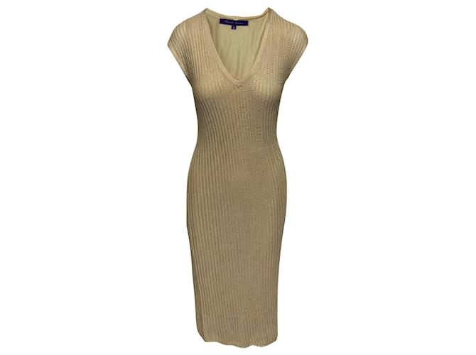 Ralph Lauren Beige Sleeveless Knit Dress Silk  ref.377378