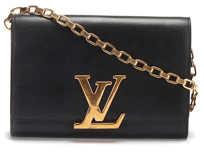 LOUIS VUITTON Chain Louise GM Calfskin Leather Shoulder Bag Black