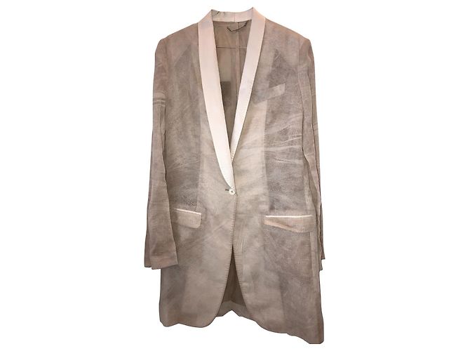Dolce & Gabbana Silk Frock Coat Beige Eggshell 42