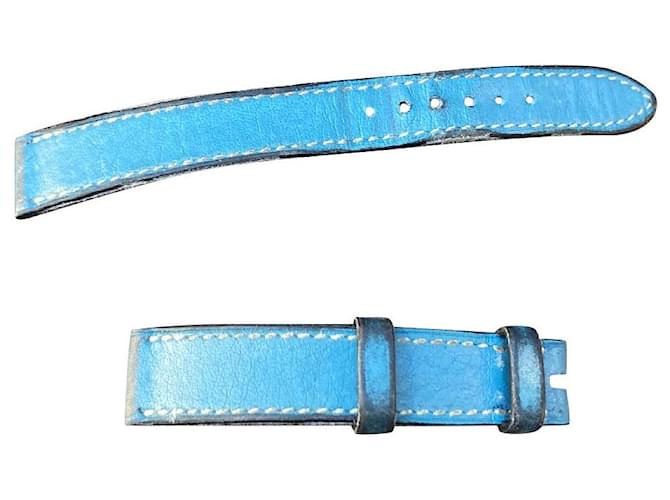 Cinturino per orologio Hermès semplice Blu chiaro Pelle  ref.377706