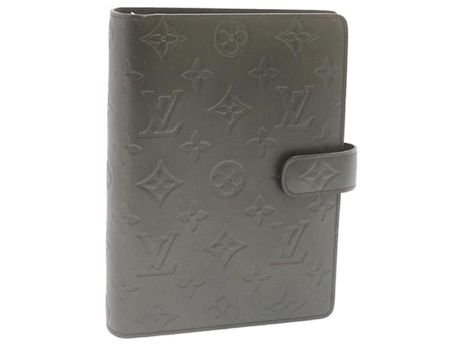 LOUIS VUITTON Monogram Mat Agenda MM Day Planner Cover Gray R20105 Auth yk2082 Grey Patent leather  ref.377808