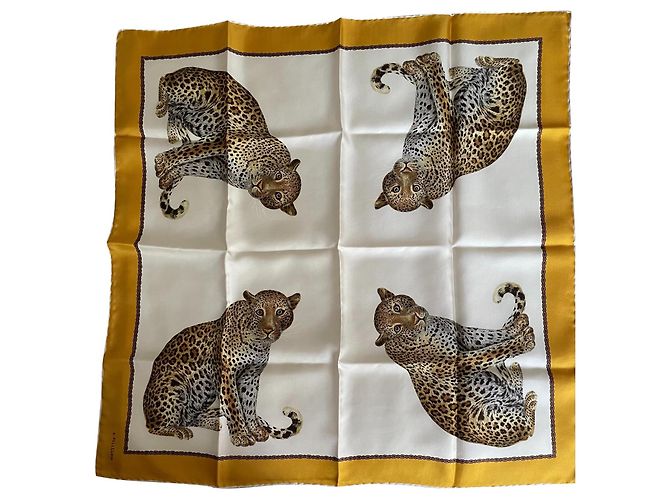 Autre Marque Pañuelo cuadrado de seda estampado guepardo 80x80