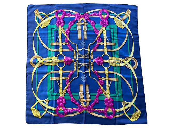 Hermès Seidentuch Large Manege Blau 90x90