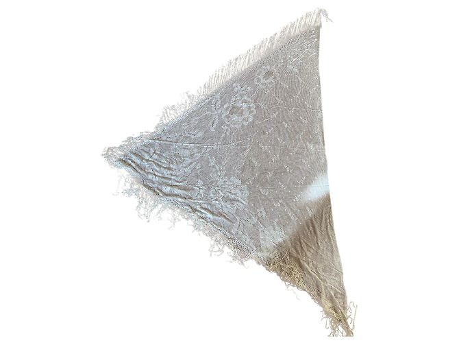 Autre Marque Embroidered Openwork Shawl Eggshell