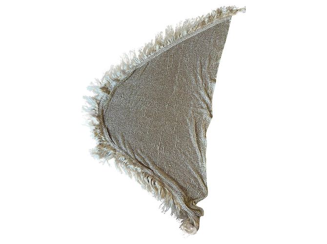Autre Marque Sciarpa ricamata argento beige 