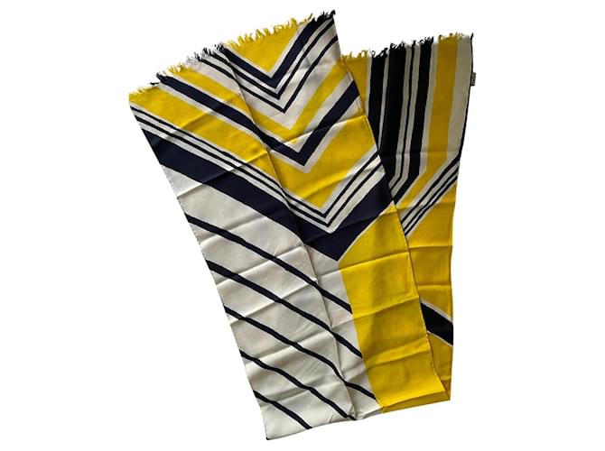 Autre Marque Sciarpa in seta blu e gialla Giallo 
