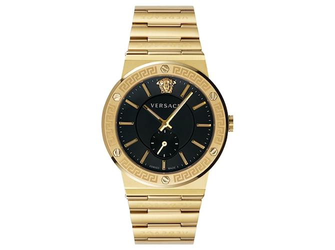 Reloj de pulsera con logotipo Greco de Versace Dorado Metálico  ref.378034