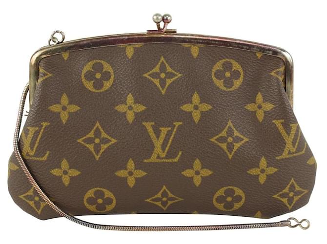 Louis Vuitton Monogram French Twist Purse Kisslock Pouch on Chain  ref.378171