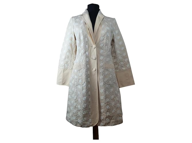 Blumarine Coats, Outerwear Beige Cotton  ref.378221