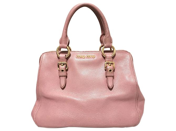 Sac main en cuir rose Miu Miu Veau fa on poulain ref.378336