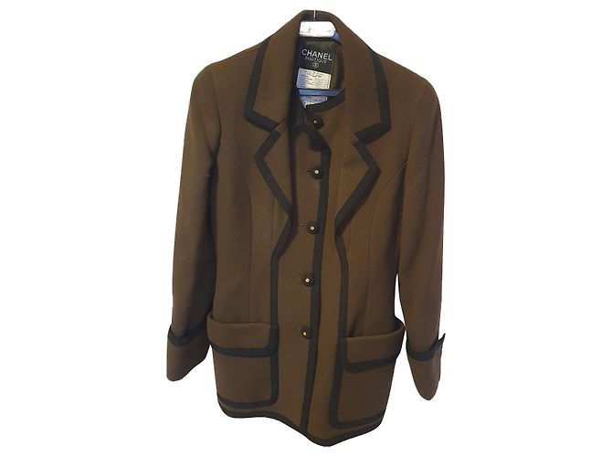 Chanel Riding Style Wool Jacket Olive Green