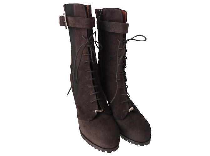 Botas Pinko Marrón de Piel de Ciervo Marrón oscuro
