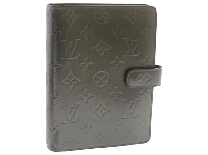 LOUIS VUITTON Monogram Mat Agenda MM Day Planner Cover Gray R20105 Auth yk2193 Grey Patent leather  ref.378648