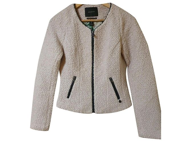 Maison Scotch Wool jacket with leather trim