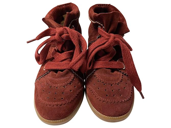 Isabel Marant Bobby Sneakers in Red Suede Dark red  ref.378761