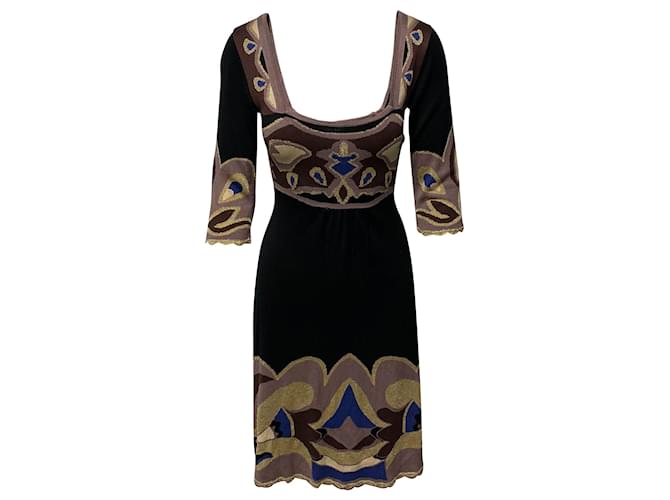 Temperley London Black Multicolor Knitted Dress Silk  ref.378782