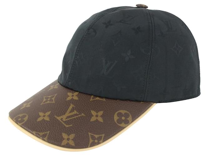 Louis Vuitton Große braune x schwarze Monogramm-Kappe oder Pas-Baseballmütze Leder  ref.378831
