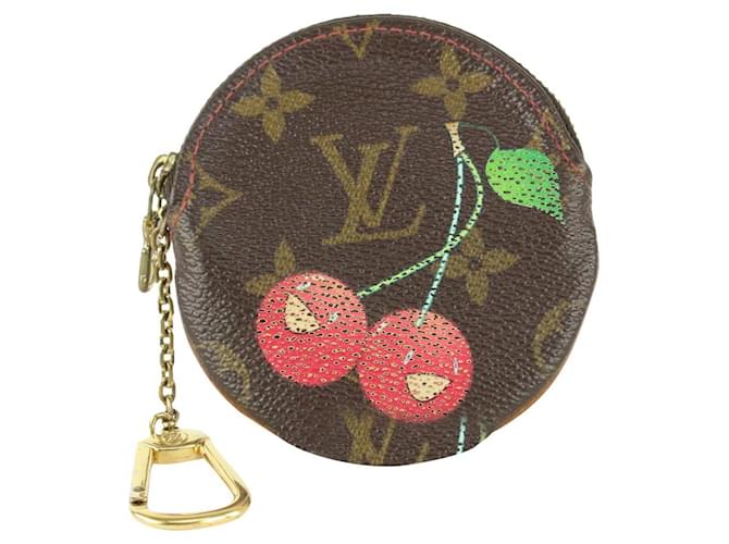 Louis Vuitton Takashi Murakami Cherries Porte Monnaie Round Coin Pouch  Leather ref.379006 - Joli Closet