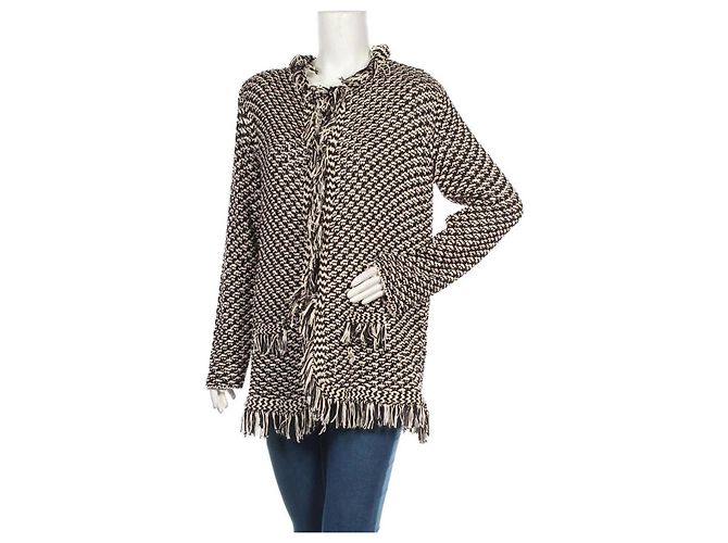 Autre Marque Thomas Rath Strickjacke Ecru und Schwarz