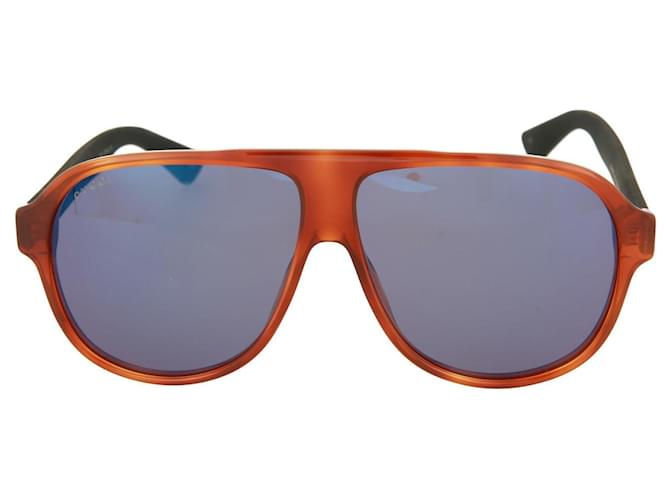 Gucci D-Frame Acetate Sunglasses Brown 