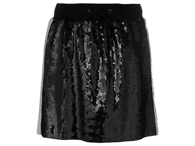 Gonna corta con paillettes Alberta Ferretti nera e bianca Nero Bianco Metallico