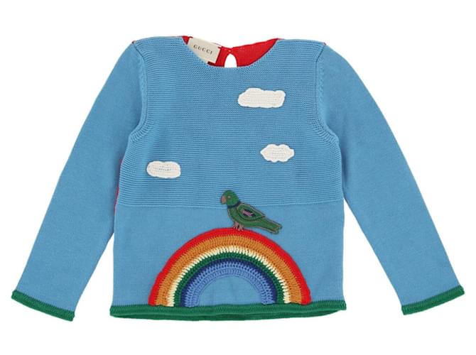 Gucci Kids Nautical Striped Sweater Blue Wool  ref.380004