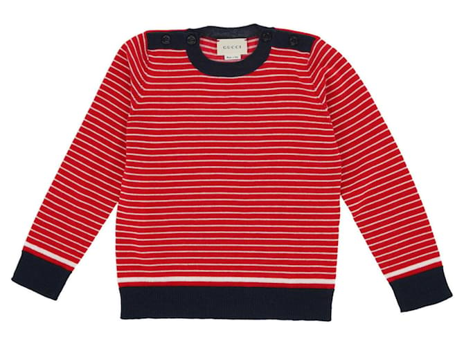 Gucci Kids Striped Sweater Red Cotton  ref.380055