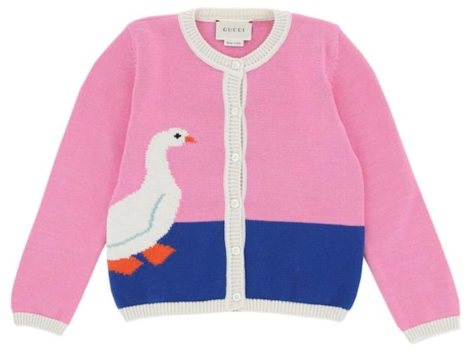 Gucci Colorblock Duck Cardigan für Mädchen Mehrfarben Wolle  ref.380103