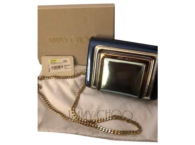 Jimmy Choo Pelle specchiata Ava Navy Mix Blu