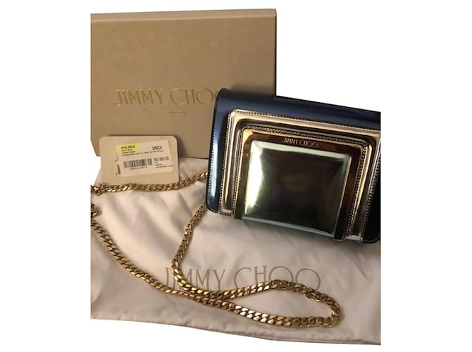 Jimmy Choo Espelho Ava Navy Mix de couro Azul  ref.380125