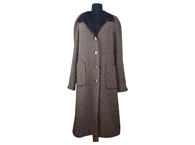 Escada Coats, Outerwear Brown Silk Wool Polyamide ref.380126
