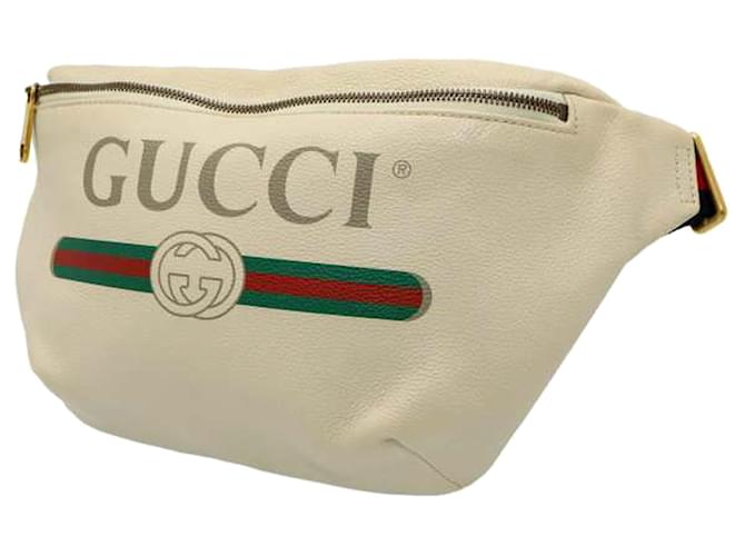 Gucci White Logo Ledergürteltasche Weiß Mehrfarben Kalbähnliches Kalb  ref.380153