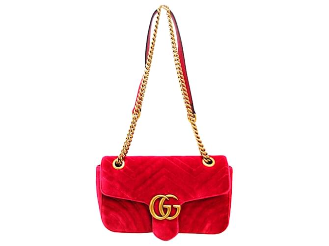 Bolsa Gucci vermelha veludo Marmont - Top Luxo