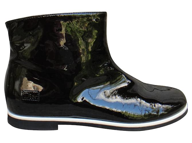 Dior p ankle boots 35 Black Patent leather  ref.380261