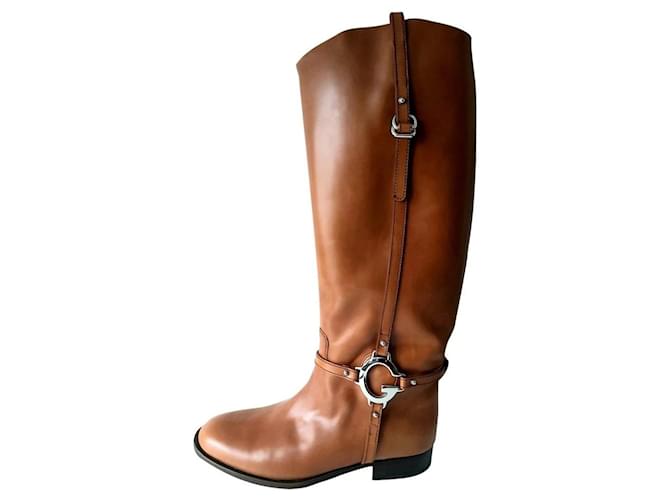 Gucci Boots Cognac Caramel Leather  ref.380281