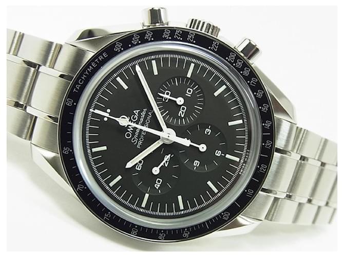 Reloj OMEGA Speedmaster Professional moon '21 comprado bienes genuinos para hombre Negro Acero  ref.380287
