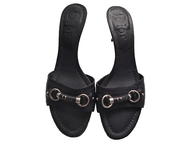 Dior Mules Black Leather  ref.380296