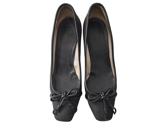 Christian Dior Heels Black Leather Cloth  ref.380298
