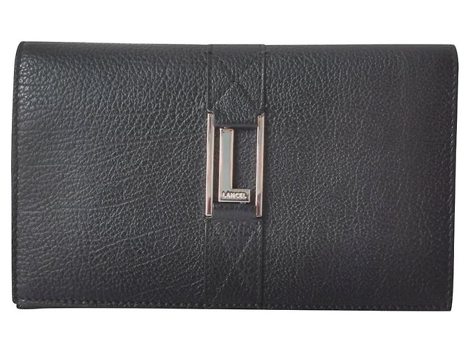 Lancel Black Grained Leather Wallet with Removable Card Holder