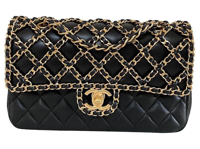 Timeless Chanel Chained Classic Flap  From Métiers d’arts 2020 Black Leather Metal Lambskin  ref.380413