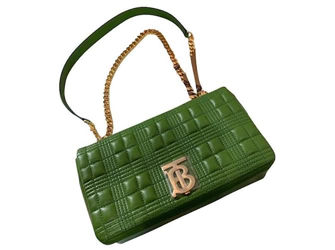 Burberry Small Quilted Lambskin Lola Bag Green  ref.380468
