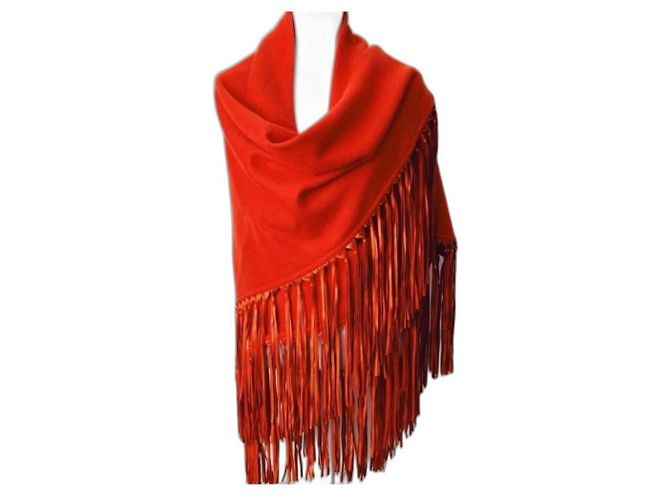 Poncho Hermès Arancione in Cashmere e Lana