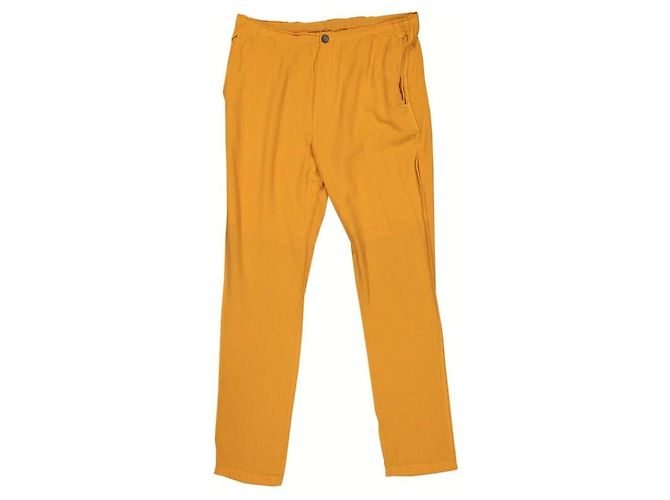 Pantalones Lanvin de corte recto mostaza de seda