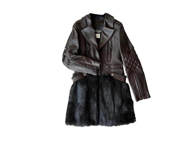Chanel 14,5K $ novo casaco de motoqueiro de couro Multicor  ref.380891