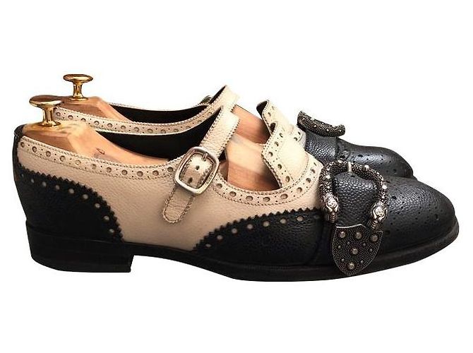 Scarpe Derby Queercore Gucci Nero Multicolore Beige Crema Bianco sporco Silver hardware 