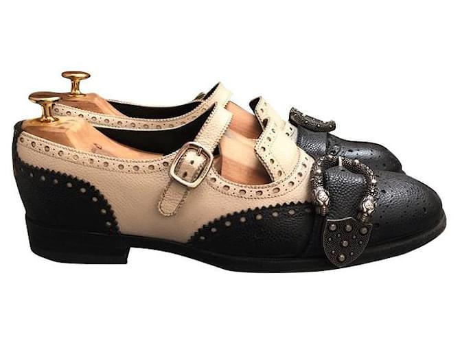 Gucci Queercore Derby Shoes Black Multiple colors Beige Cream Eggshell Silver hardware Leather  ref.380895