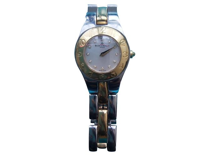 Autre Marque Relógio Baume & Mercier Linea Quartz aço e ouro com diamante