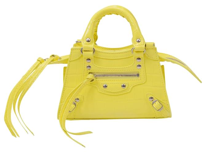 Balenciaga Neo Classic City Nano Bag in Yellow Crocodile Effect Leather  ref.381102