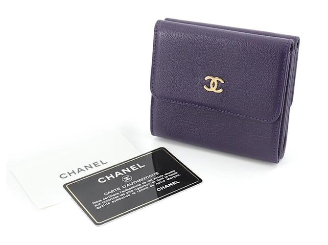 Chanel carteiras Roxo Couro  ref.381401